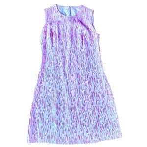60s 70s Vintage Pink Flame Sleeveless Shift Dress Womens L